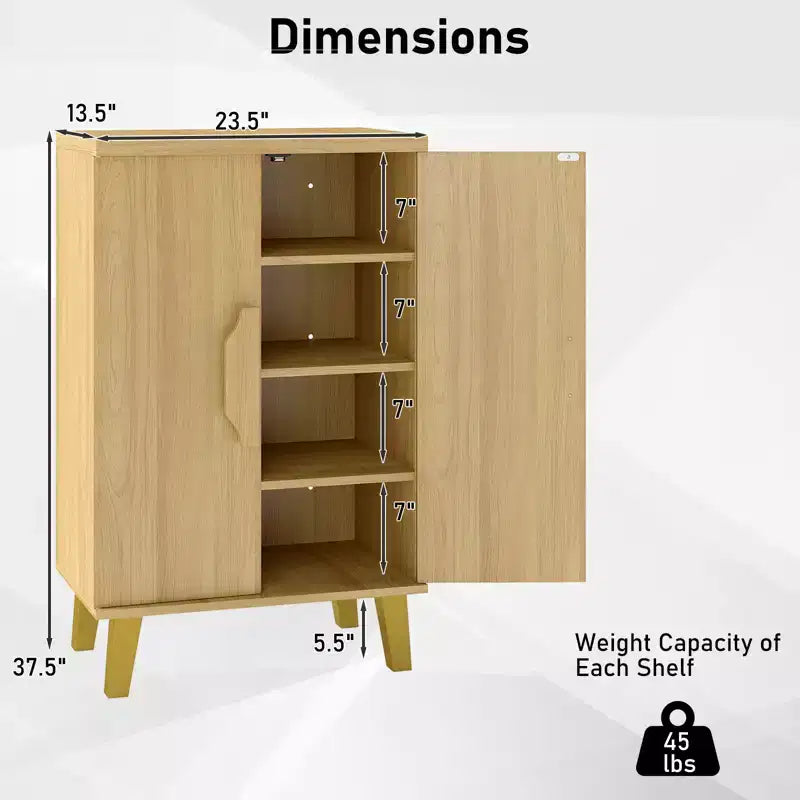Credenza Buffet Mobile Contenitore con Ante Doppie e 3 Ripiani Staccabili