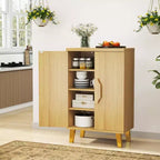 Credenza Buffet Mobile Contenitore con Ante Doppie e 3 Ripiani Staccabili