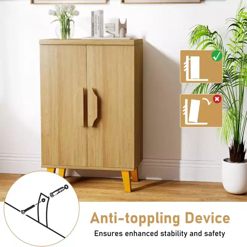 Credenza Buffet Mobile Contenitore con Ante Doppie e 3 Ripiani Staccabili
