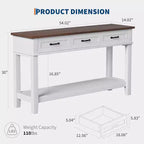 Tavolino da ingresso, Tavolo Consolle con 3 Cassetti Contenitori, Tavolino da divano in legno in stile rustico a 3 ripiani, Tavoli da corridoio per ingresso, Salotto