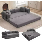 4-in-1 Convertible Sleeper Sofa, Corduroy Fabric with Pillows, No Assembly Needed, Sturdy Frame for Small Space Living Room