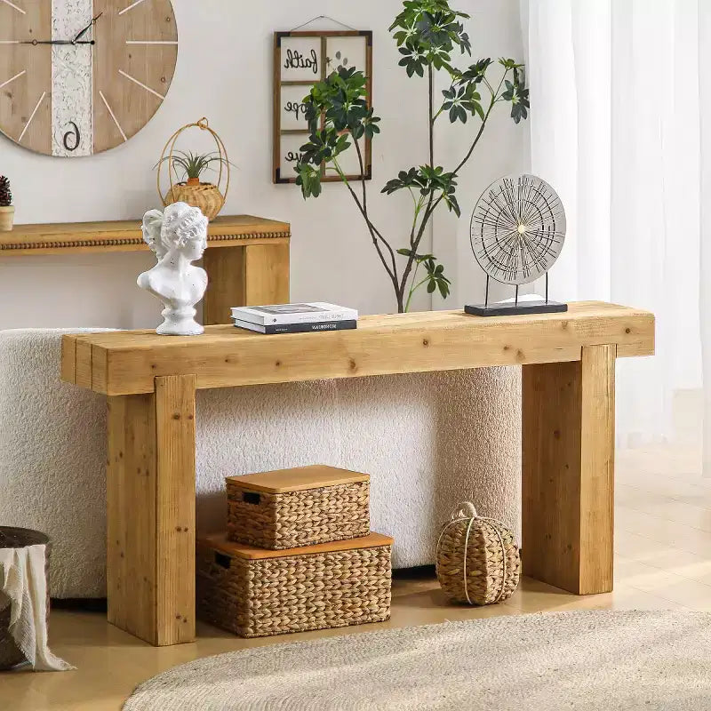 Consolle da ingresso in legno stretta da 63 pollici, tavolo da divano rustico per corridoio, soggiorno o dietro il divano
