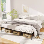 Struttura Letto Matrimoniale King Size in Metallo con Doghe di Supporto Robuste e Base per Materasso