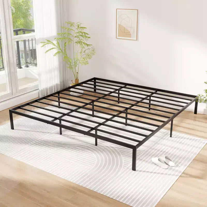 Struttura Letto Matrimoniale King Size in Metallo con Doghe di Supporto Robuste e Base per Materasso