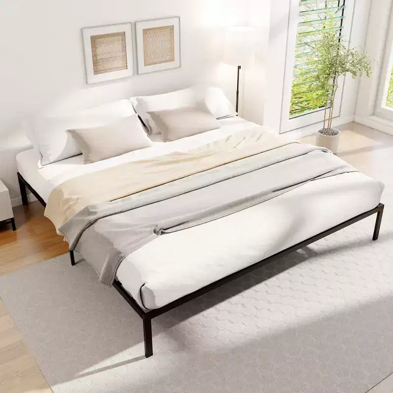 Struttura Letto Matrimoniale King Size in Metallo con Doghe di Supporto Robuste e Base per Materasso