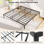 Struttura Letto Matrimoniale King Size in Metallo con Doghe di Supporto Robuste e Base per Materasso