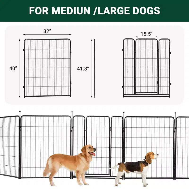 Box per cani, Box per animali domestici - Recinto da esercizio per animali domestici in metallo resistente per interni/esterni con ampia porta e soglia bassa, portatile per camper, campeggio, giardino