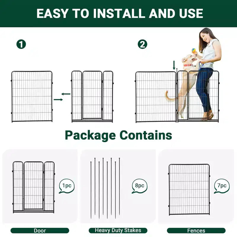 Box per cani, Box per animali domestici - Recinto da esercizio per animali domestici in metallo resistente per interni/esterni con ampia porta e soglia bassa, portatile per camper, campeggio, giardino