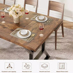 Tavolo da pranzo lungo industriale da 70,9 pollici stile farmhouse per 6-8 persone, piano in legno ingegnerizzato e struttura in ferro, design a intaglio per cucina, sala da pranzo