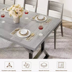 Tavolo da pranzo lungo industriale da 70,9 pollici stile farmhouse per 6-8 persone, piano in legno ingegnerizzato e struttura in ferro, design a intaglio per cucina, sala da pranzo