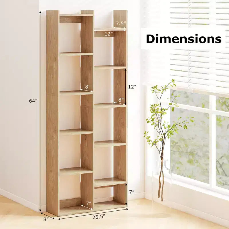 Libreria a 11 ripiani con kit antiribaltamento Scaffale in legno a forma di albero