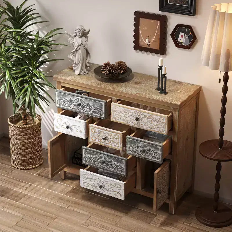 Cassettiera Vintage Lira da 99,95 cm con 7 Cassetti e 2 Ante