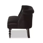 Divanetto a 2 posti in velluto nero stile vittoriano lino: elegante poliestere, design capitonné, struttura in legno