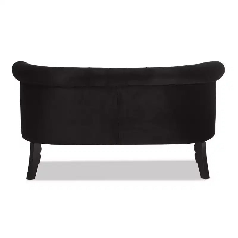 Divanetto a 2 posti in velluto nero stile vittoriano lino: elegante poliestere, design capitonné, struttura in legno