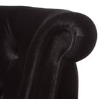Divanetto a 2 posti in velluto nero stile vittoriano lino: elegante poliestere, design capitonné, struttura in legno