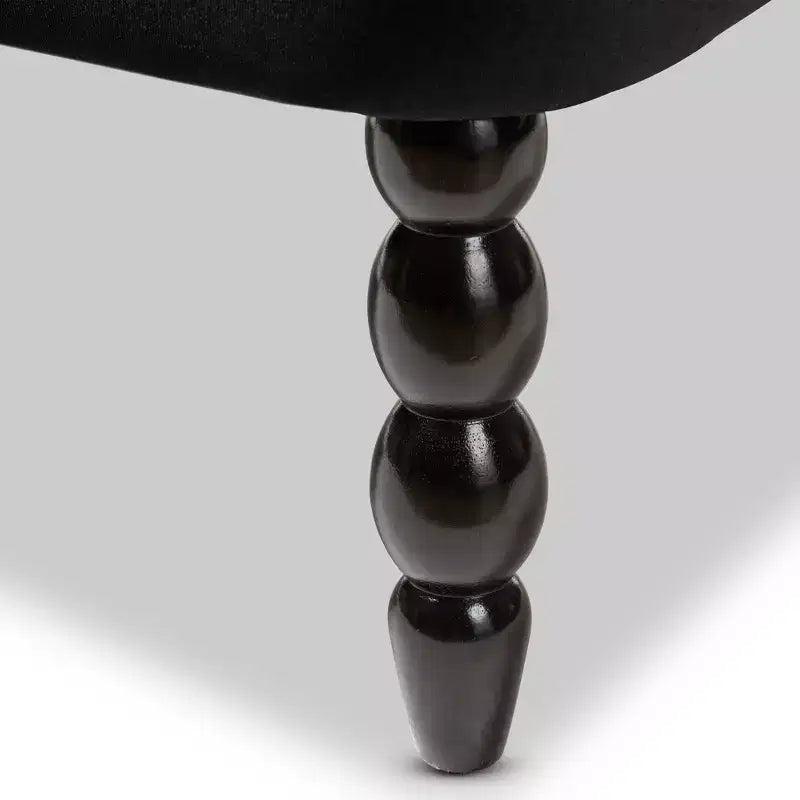 Divanetto a 2 posti in velluto nero stile vittoriano lino: elegante poliestere, design capitonné, struttura in legno