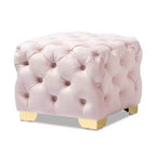 Avara Pouf Imbottito Rivestito in Velluto Rosa