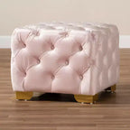 Avara Pouf Imbottito Rivestito in Velluto Rosa