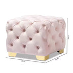 Avara Pouf Imbottito Rivestito in Velluto Rosa