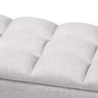 Brette Panca contenitore in legno rifinito ottoman beige grigiastro: Moderno di metà secolo, trapuntato, telaio in legno di gomma, capacità 113 kg
