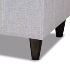Brette Panca contenitore in legno rifinito ottoman beige grigiastro: Moderno di metà secolo, trapuntato, telaio in legno di gomma, capacità 113 kg