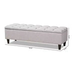 Brette Panca contenitore in legno rifinito ottoman beige grigiastro: Moderno di metà secolo, trapuntato, telaio in legno di gomma, capacità 113 kg