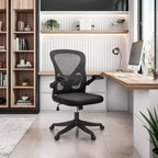 Sedia da ufficio con schienale in rete e braccioli ribaltabili Nera: Ergonomica, Regolabile, Girevole, Telaio in nylon