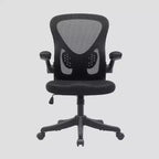 Sedia da ufficio con schienale in rete e braccioli ribaltabili Nera: Ergonomica, Regolabile, Girevole, Telaio in nylon