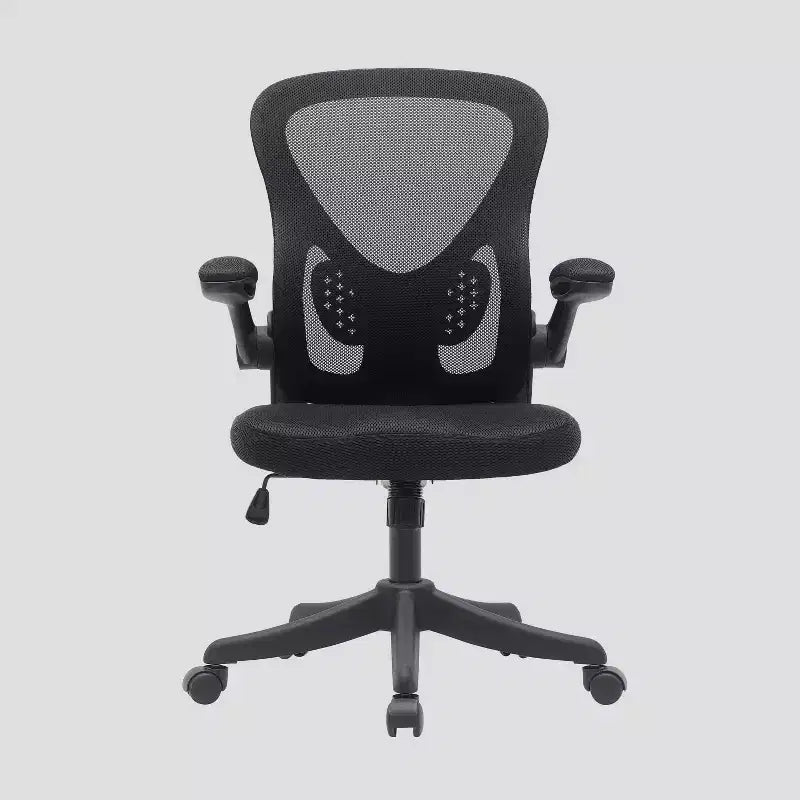 Sedia da ufficio con schienale in rete e braccioli ribaltabili Nera: Ergonomica, Regolabile, Girevole, Telaio in nylon