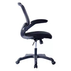 Sedia da ufficio con schienale in rete e braccioli ribaltabili Nera: Ergonomica, Regolabile, Girevole, Telaio in nylon