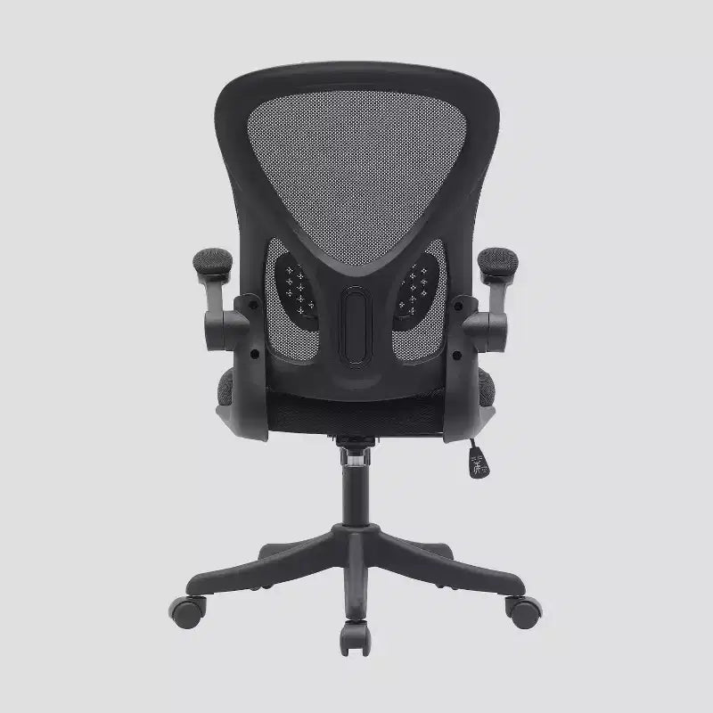 Sedia da ufficio con schienale in rete e braccioli ribaltabili Nera: Ergonomica, Regolabile, Girevole, Telaio in nylon