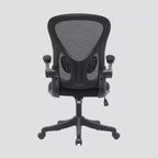 Sedia da ufficio con schienale in rete e braccioli ribaltabili Nera: Ergonomica, Regolabile, Girevole, Telaio in nylon
