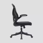Sedia da ufficio con schienale in rete e braccioli ribaltabili Nera: Ergonomica, Regolabile, Girevole, Telaio in nylon
