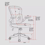 Sedia da ufficio con schienale in rete e braccioli ribaltabili Nera: Ergonomica, Regolabile, Girevole, Telaio in nylon