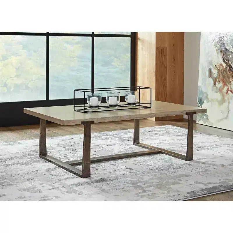 Tavolino da caffè Dalenville Nero Metallizzato/Grigio/Marrone/Beige: Base a cavalletto, Finitura anticata