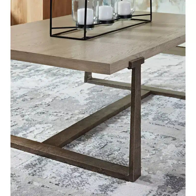 Tavolino da caffè Dalenville Nero Metallizzato/Grigio/Marrone/Beige: Base a cavalletto, Finitura anticata