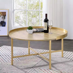 Tavolino Mithea piano in rovere/finitura oro