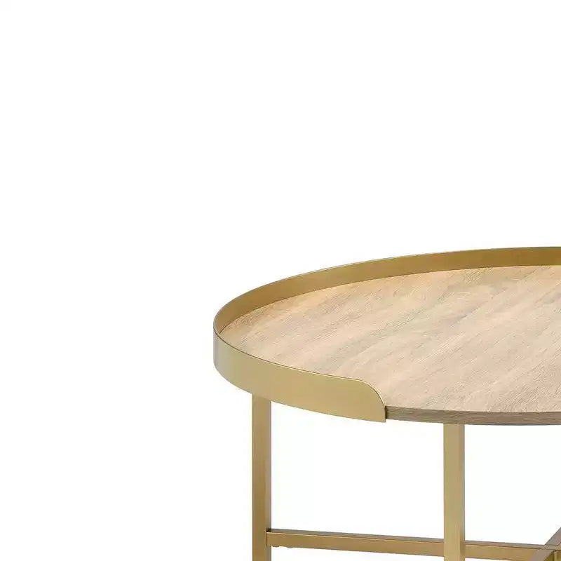 Tavolino Mithea piano in rovere/finitura oro