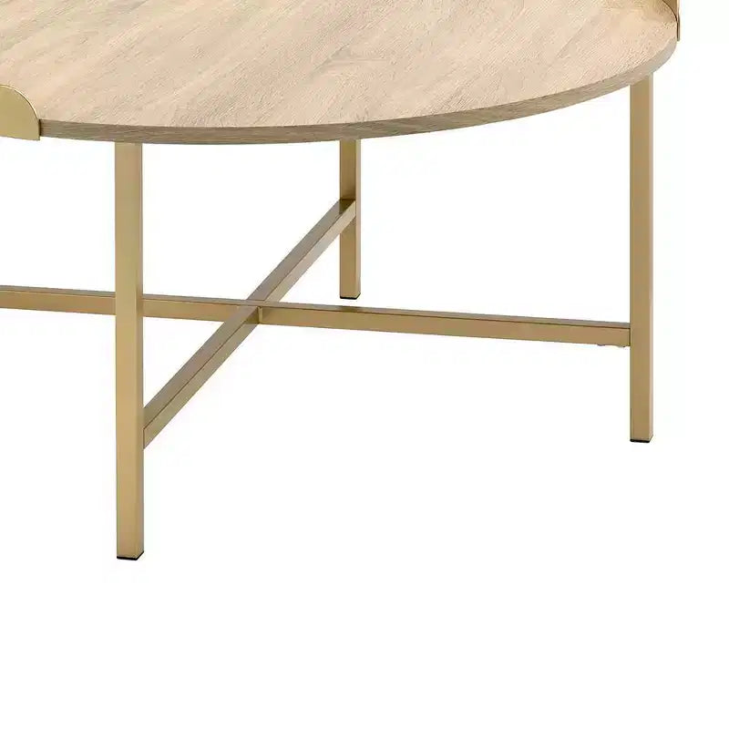 Tavolino Mithea piano in rovere/finitura oro