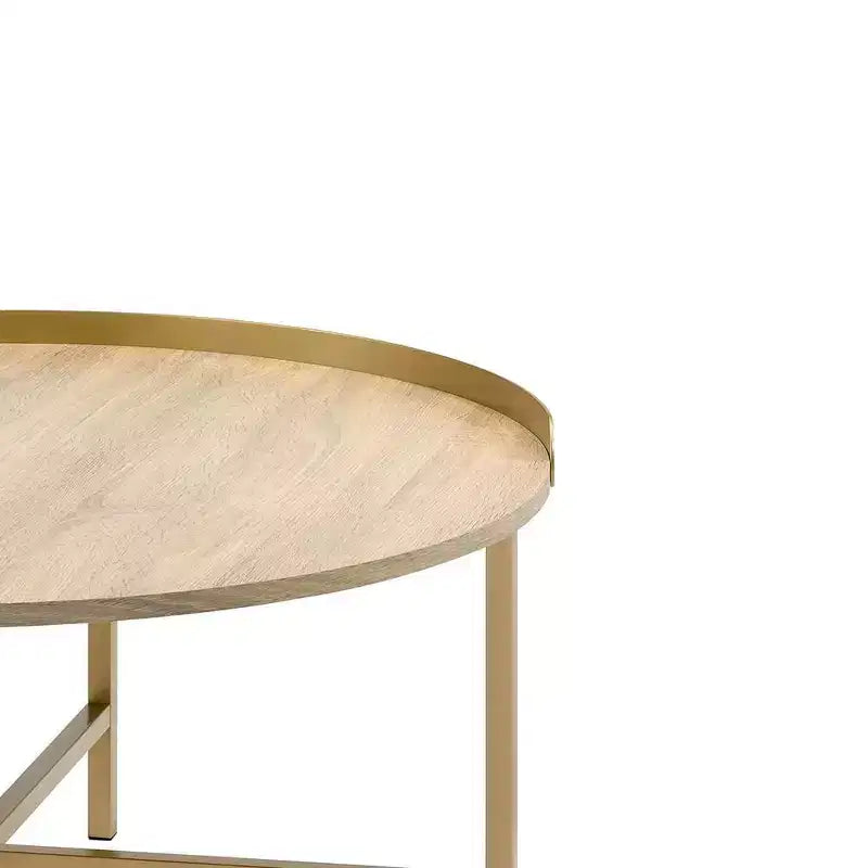Tavolino Mithea piano in rovere/finitura oro