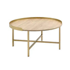 Tavolino Mithea piano in rovere/finitura oro
