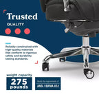 Sedia da ufficio in pelle trapuntata Sutherland con braccioli imbottiti
