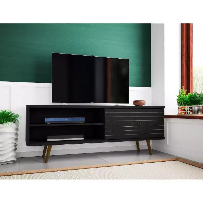 Mobile porta TV Liberty a 2 ripiani e 2 ante, per TV fino a 60 pollici