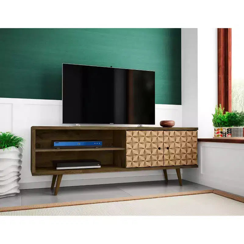 Mobile porta TV Liberty a 2 ripiani e 2 ante, per TV fino a 60 pollici