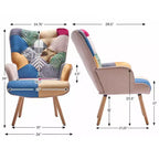 Poltrona accent imbottita Wingback e Sedia a dondolo con gambe e dondoli in legno di gomma