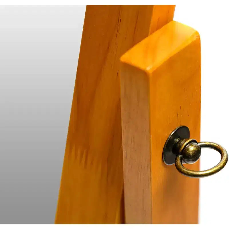 Specchio a piantana rettangolare in legno con base a piedistallo